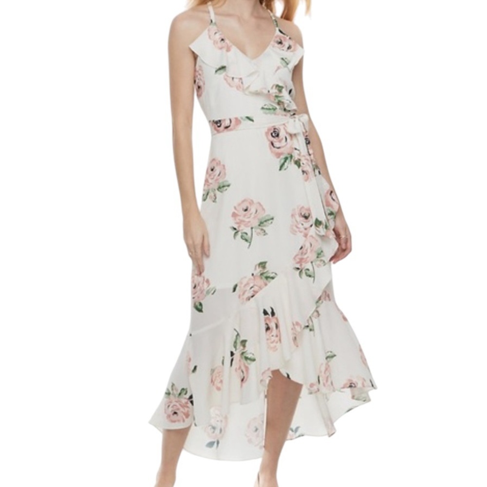 Disney Princess "Belle" White with Floral Print Hi-Lo Ruffle Dress S